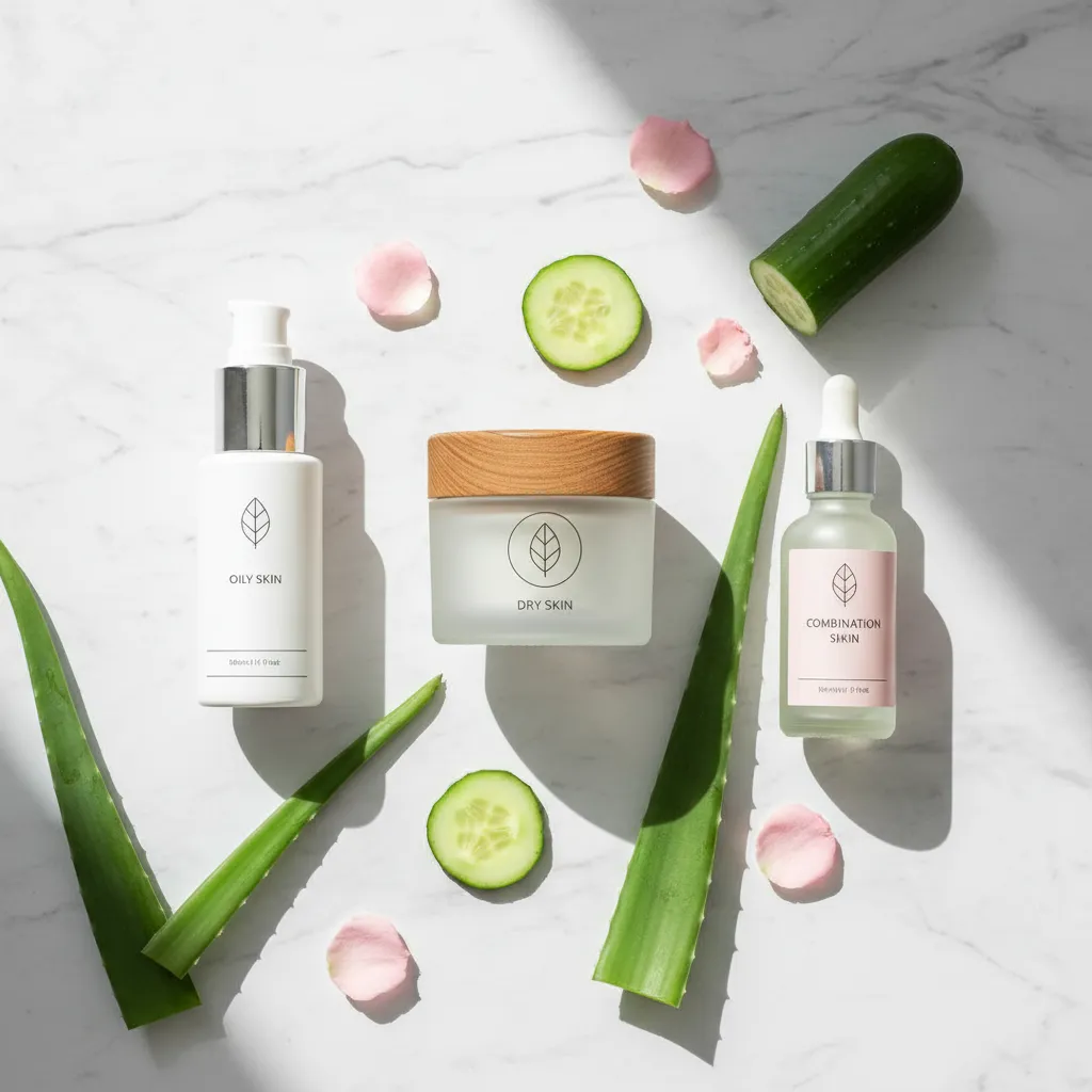 Various skincare moisturizer products arranged on a clean surface