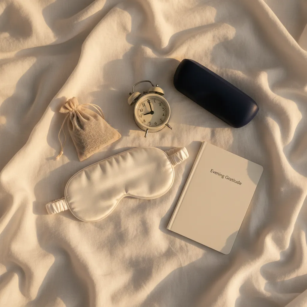 Cozy, calm bedroom with soft lighting and white bedding ready for sleep