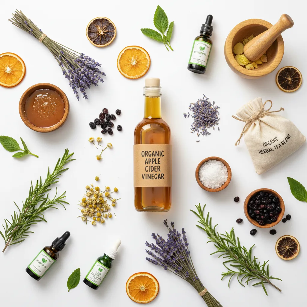 Natural herbs and apple cider vinegar